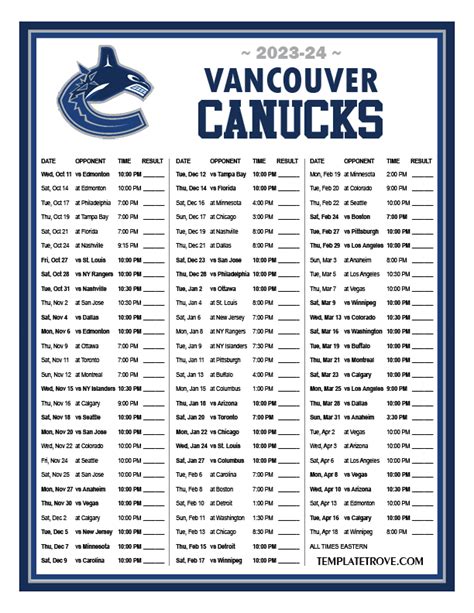vancouver canucks schedule 2023